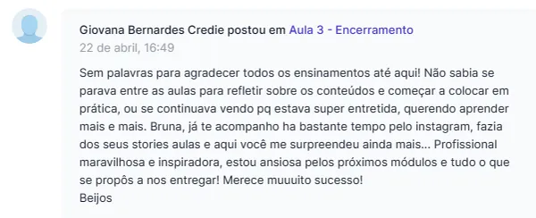 Depoimento de aluna sobre a VOUS Academy