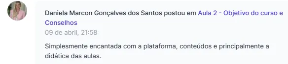 Depoimento de aluna sobre a VOUS Academy