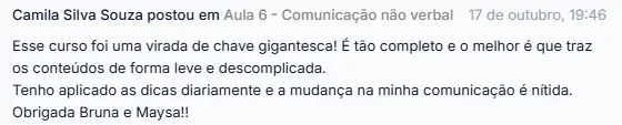 Depoimento de aluna sobre a VOUS Academy