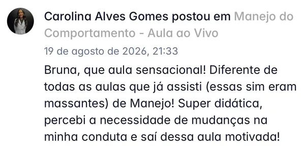 Depoimento de aluna sobre a VOUS Academy